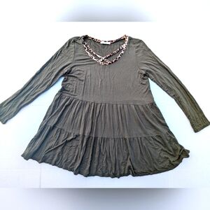 A.gain Green BABY DOLL Women's Long SLEEVE TOP